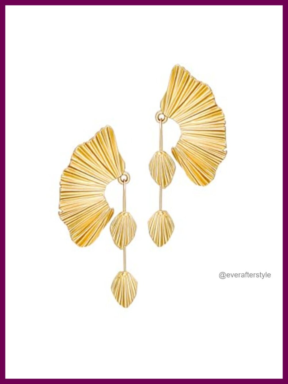 18K Gold Plated Chunky Dangle Leaf Fan Earrings for Women